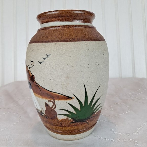 Pottery Vase Cactus Siesta signed Mexico - Picture 4 of 8